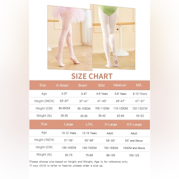 Girl’s  Convertible Transition Tights for Ballet Dance, Gymnastics - Picture 7 of 12